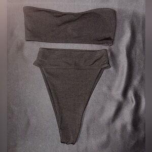 Black Strapless Bikini Set